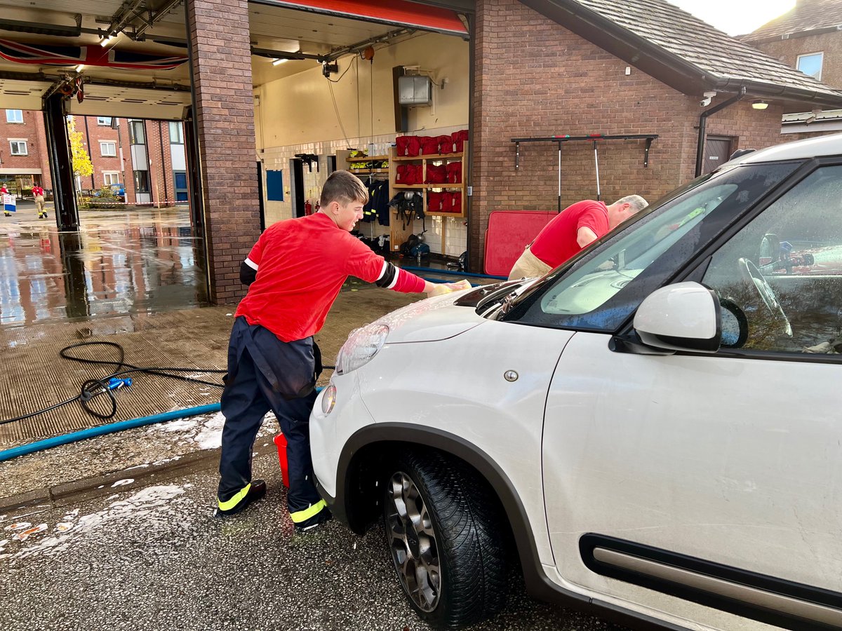 LancashireFRS's tweet photo. Firefighters, community fire safety staff, and fire cadets hosted a charity car wash at at Darwen Fire Station hosted at the weekend.

Huge thank you to everyone who donated to @firefighters999 🙌 https://t.co/AmC2Ml5FzC