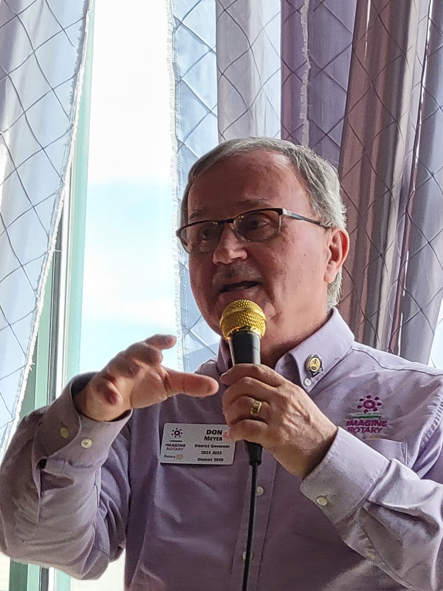 5970Rotary's tweet image. Today District Governor Don Meyer and his wife, Kris, visited the Fort Dodge Noon Rotary Club.  He is pictured here with Club President Teresa Naughton and Assistant District Governor Mark Dohms.