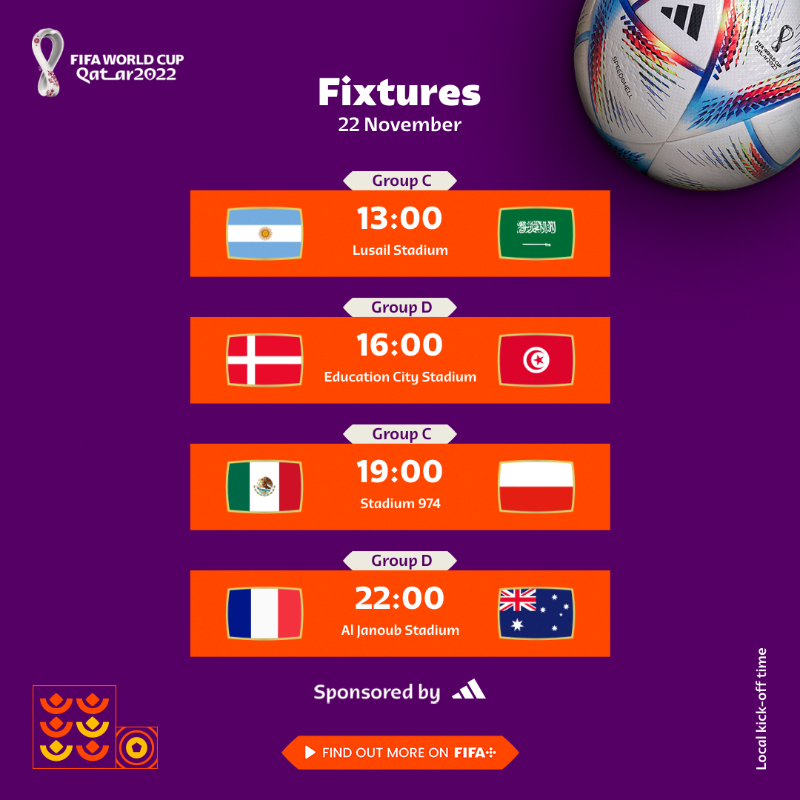 FIFAWorldCup's tweet photo. Clear your schedules. We have a full day of football!

#FIFAWorldCup | @adidasfootball