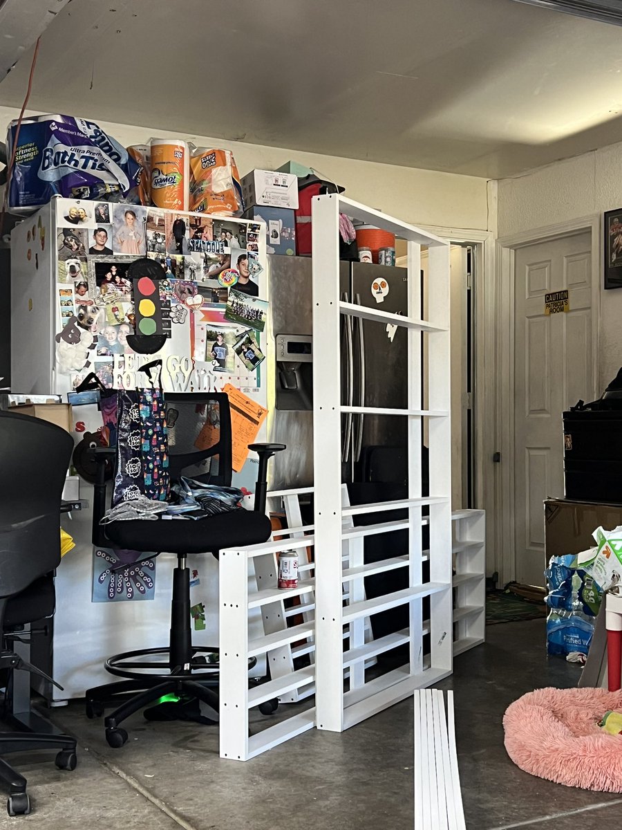 yungpatricia's tweet photo. He's at it again... 😂 there will literally be no more room in my downstairs for anything else on the walls except pops. I think I may have a Funko problem 😛 #funkolover https://t.co/I2eEr5rFlk