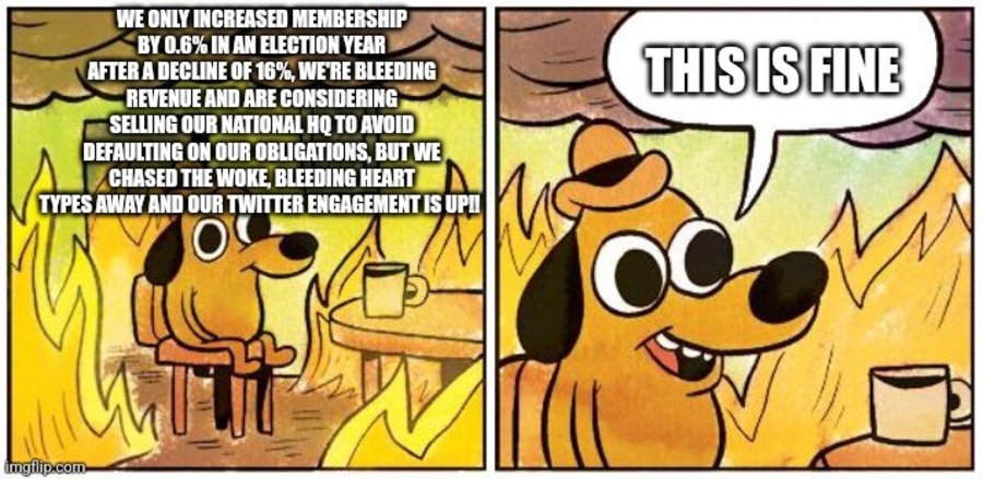 Oh, <a href="/LPNational/">Libertarian Party</a>, how the middling have fallen‼️😭 I'd help you if I could (that's a lie. No I wouldn't)
