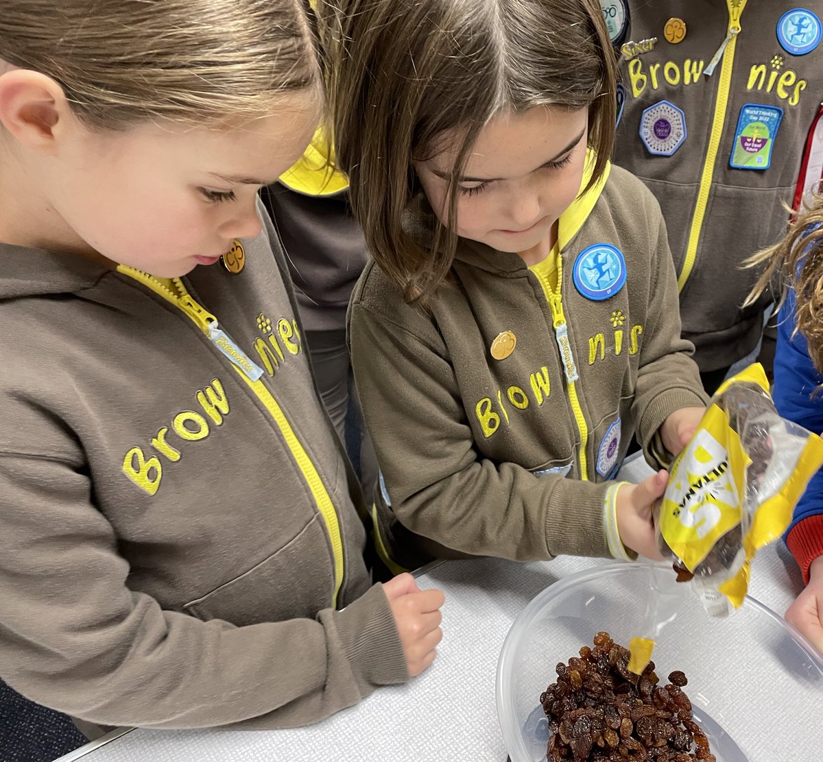 1stPeebles's tweet photo. Weighing, mixing, grating…cloutie dumplings tonight as part of our #togetherwithfriends Netherurd challenge badge. Lots of skills learned! @Girlguiding @GirlguidingScot @BordersCounty https://t.co/FJqS5Ts5pw