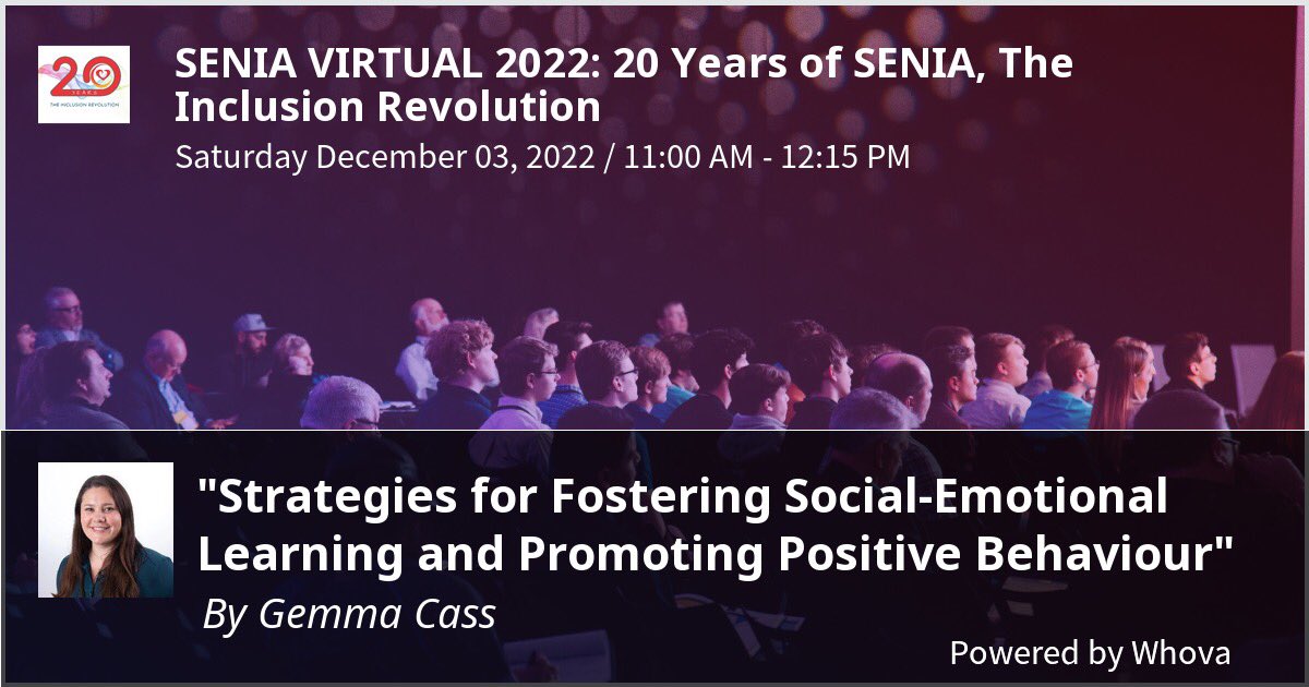 Looking forward to presenting at the SENIA Virtual conference on 3rd December. Understanding behaviour as communication and thinking about how to support our students through SEL. #theinclusionrevolution