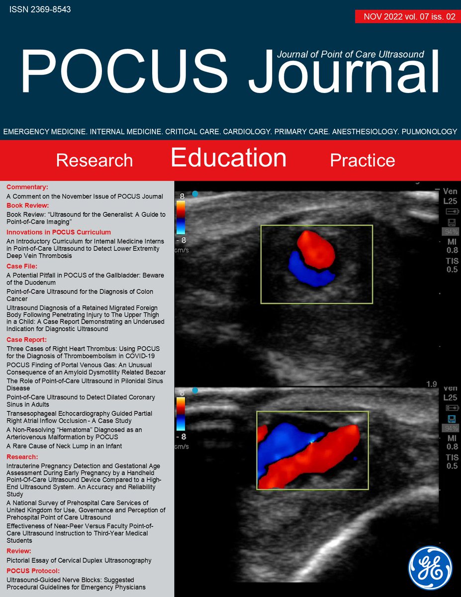 POCUS Journal Vol 7 Iss 02 is now available online! Read it here: pocusjournal.com/issue/vol-07-i… #POCUSJournal #POCUS #FOAMed #FOAMus #MedEd