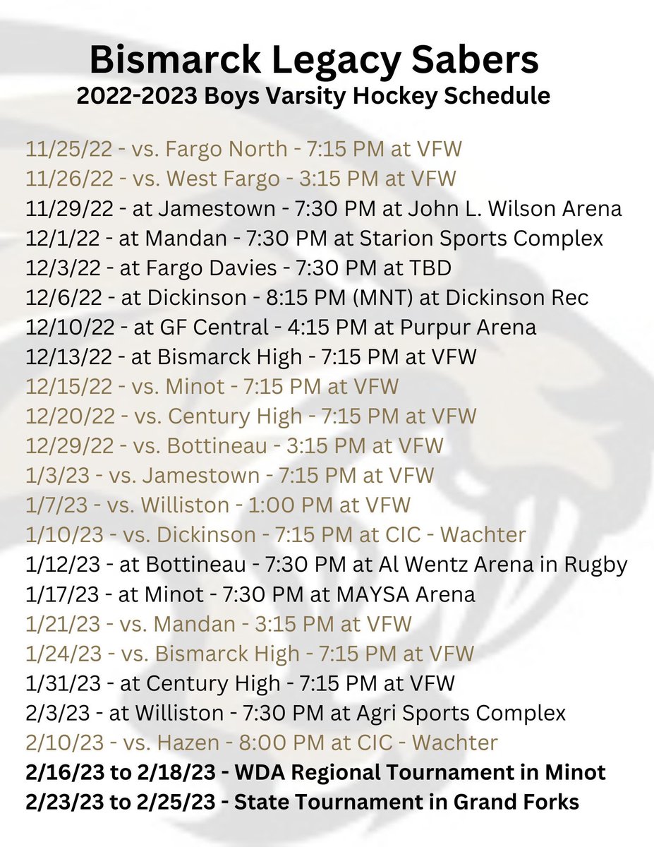 Seems we have a bit of catching up to do, so we’ll start with the 2022-2023 varsity schedule.  More to come!  #SABERS #4DaysToPuckDrop