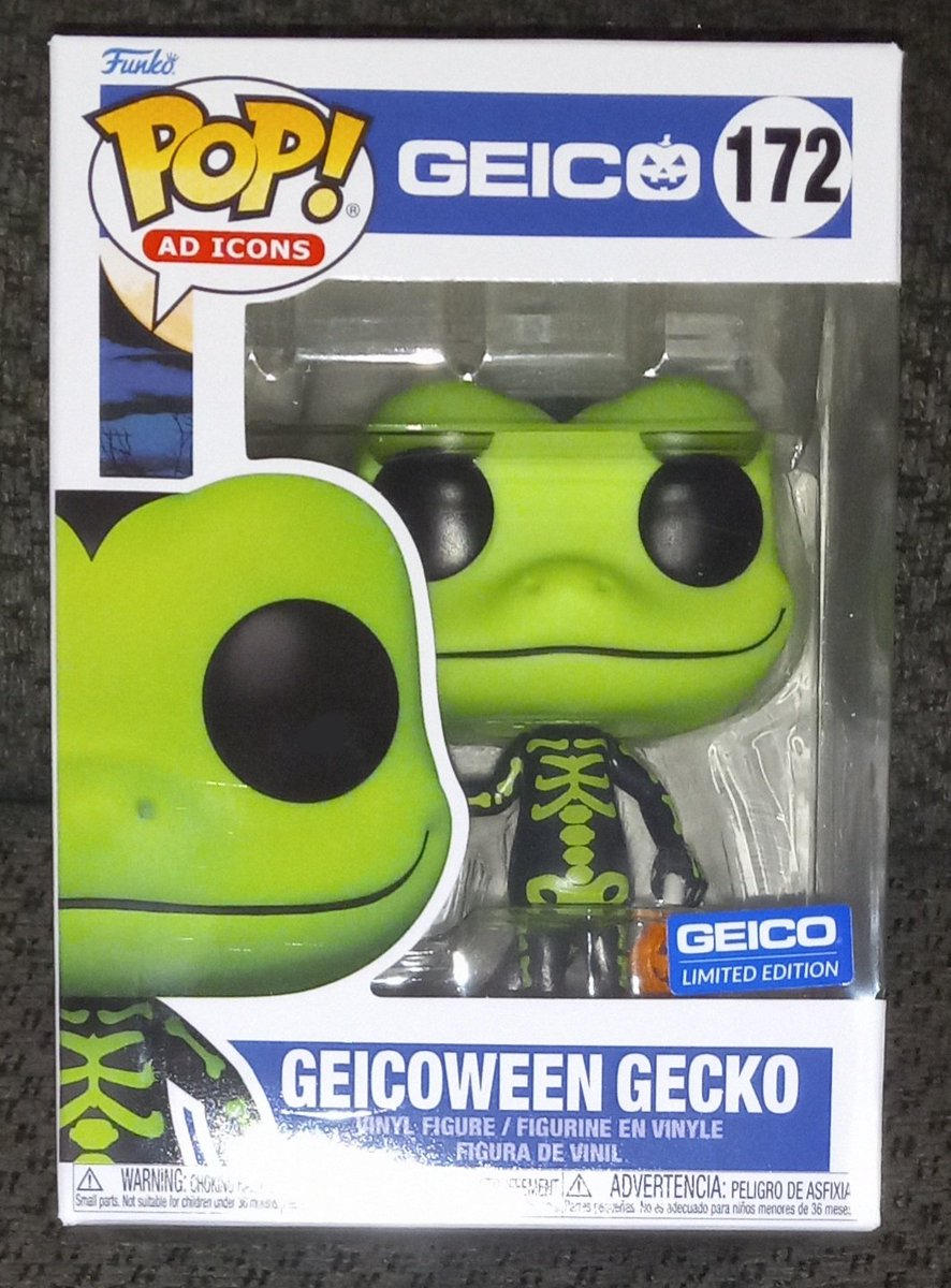 AJHJR's tweet photo. My Green Gecko Geicoween Pop is Here! #Geicoween #Geico @Geico @OriginalFunko #Funko #FunkoPop https://t.co/dqfpYzN2rt