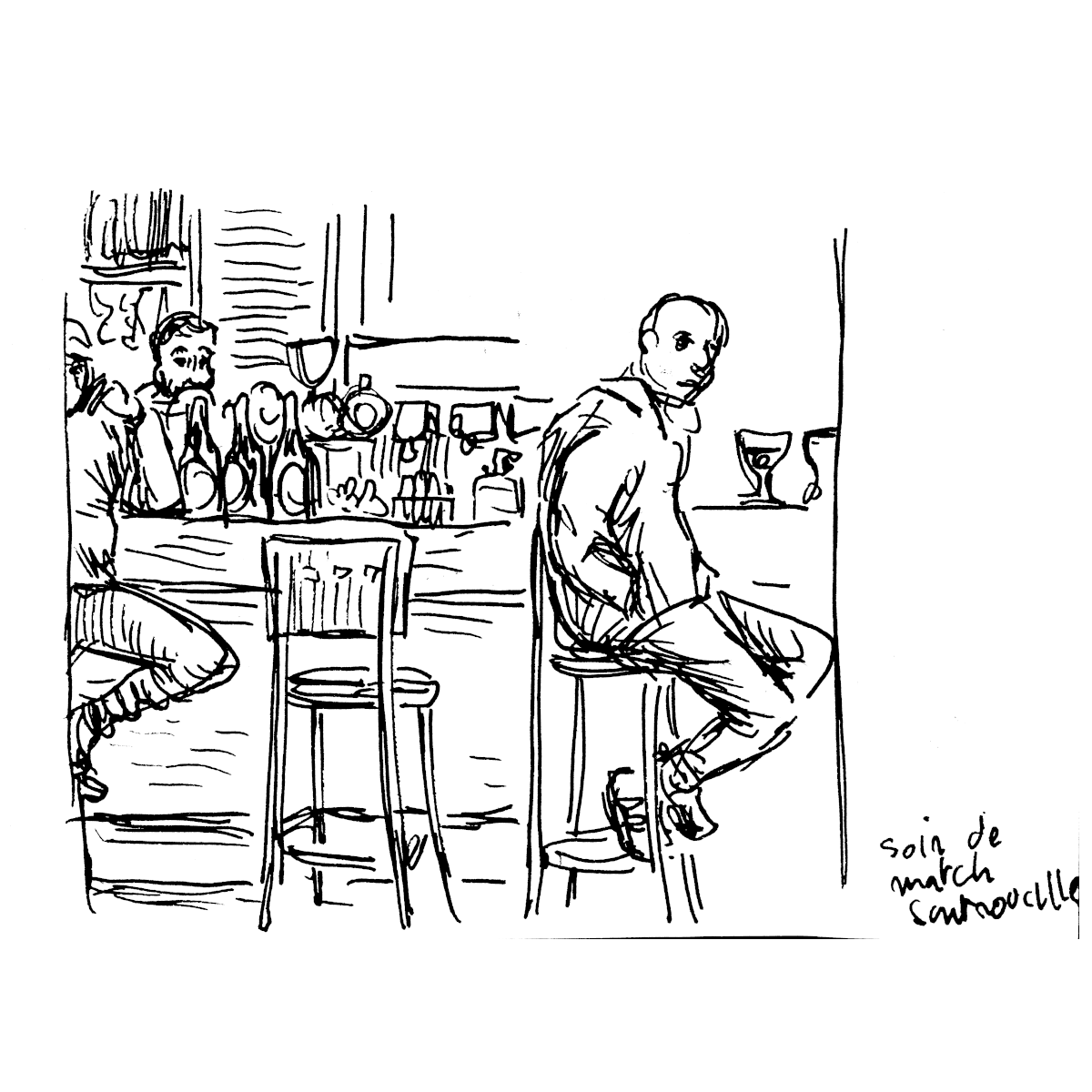 Jean_no's tweet photo. #dessinsSurLeVif #dansLeBus #auCafé
Et en bonus, des gens qui ne regardent pas leur téléphone : ils regardent le match (moi j'étais dos à l'écran). https://t.co/W0Zihfx7Wc