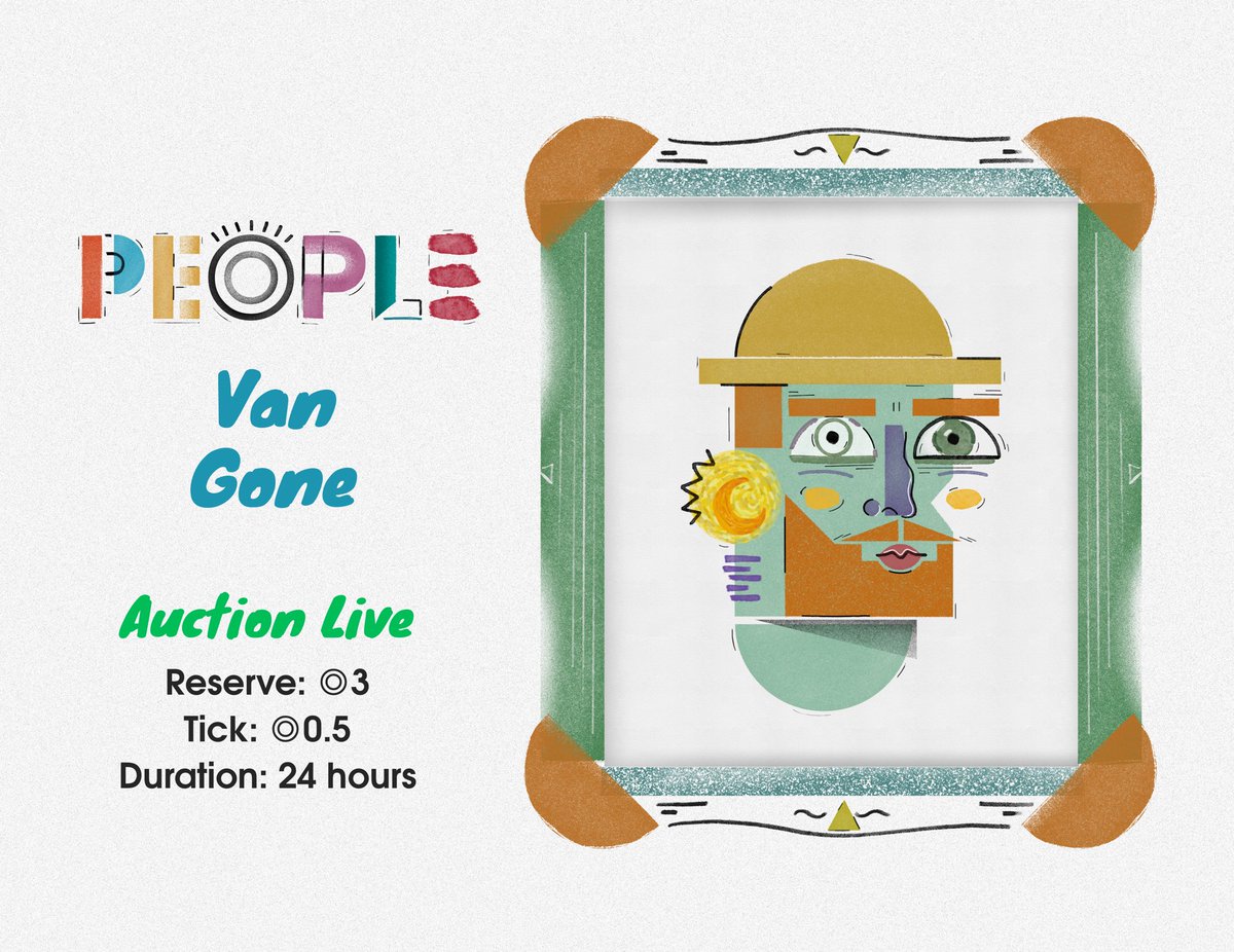 NEW AUCTION

‘Van Gone’ PEOPLE series

Where - <a href="/exchgART/">Exchange Art</a> 
Duration - 24 hrs
Reserve - ◎ 3
Tick - ◎ 0.5

Link below. 🫡