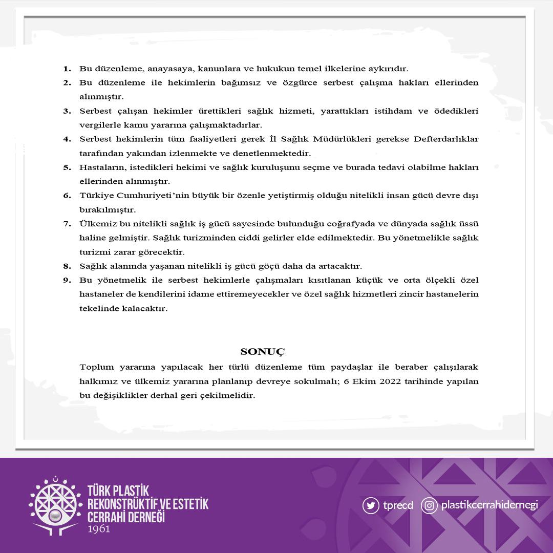 cenkddr's tweet photo. Sağlık Bakanlığı’nın 6 Ekim 2022’de yayımladığı Özel Hastaneler Yönetmeliği'ne Tıpta Uzmanlık Derneklerinden ortak bildiri:
#6EkimYönetmeliğiGeriÇekilsin #HekimlerNeredeAmeliyatYapacak @drfahrettinkoca
@saglikbakanligi https://t.co/L2wOQj8hEB