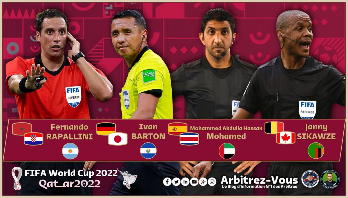ArbitrezVous's tweet photo. 🌐 #FIFA - #FIFAWorldCup #Qatar2022
Au programme de ce mercredi 23 novembre 2022 #MATCHDAYREF
@ArbitresSAFE @FFF @FIFAWorldCup @fifacom_fr @roadtoWC2026 @fifaworldcup_fr @VictoriaGooner @Law5_TheRef @MikaelReferee @beinsports_FR @lequipe @ArbitroInteBlog https://t.co/x3PppbbAyb
