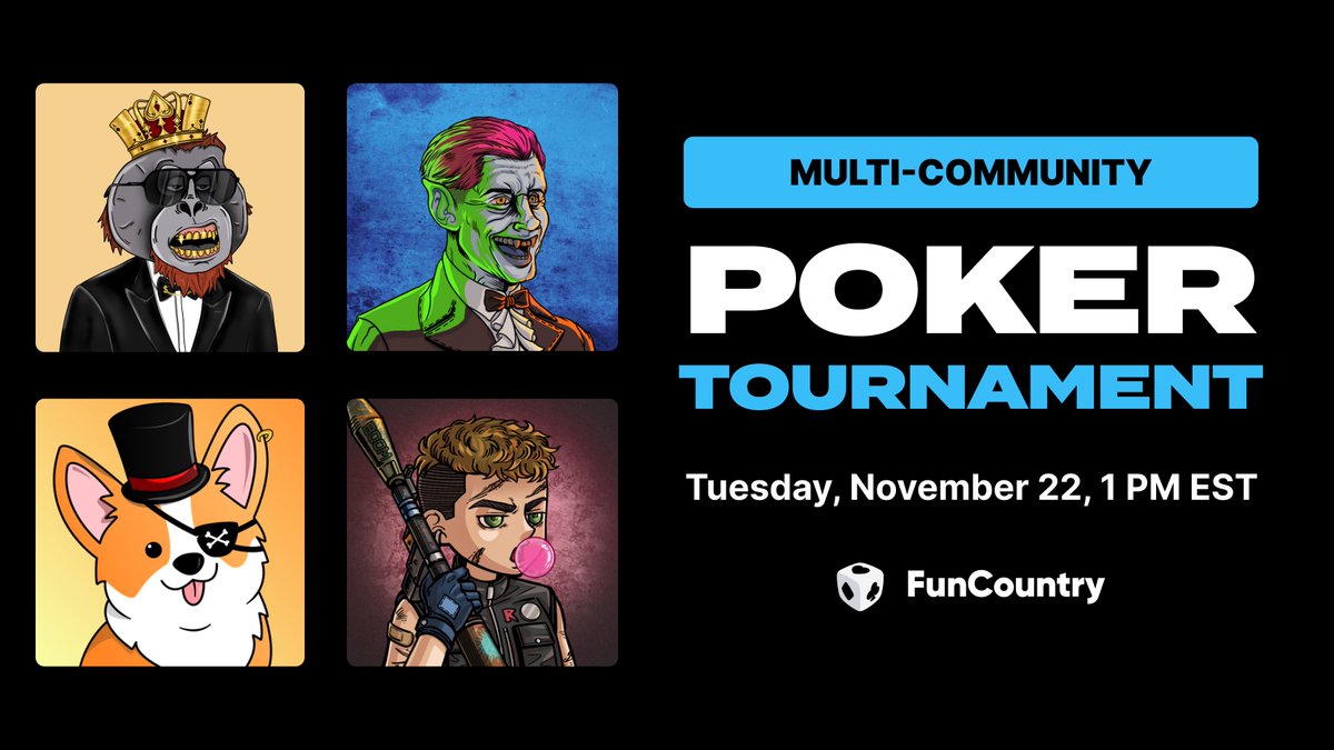 Poker Skill (@playpokerskill) on Twitter photo We're excited to announce our Multi-Community MTT Tuesday poker game with our awesome partners <a href="/UndeadSols/">Undead Sols - Undead Never Dies {BLD$}</a> @SolRoyalClub <a href="/Orangutans_NFT/">Gambling Orangutans ππ¦§</a> <a href="/Rentii_NFT/">Rentii β’ PLATFORM LIVE</a>. Going to be a fun game with lots of prizes! Details in our discord. We're excited to announce our Multi-Community MTT Tuesday poker game with our awesome partners <a href="/UndeadSols/">Undead Sols - Undead Never Dies {BLD$}</a> @SolRoyalClub <a href="/Orangutans_NFT/">Gambling Orangutans ππ¦§</a> <a href="/Rentii_NFT/">Rentii β’ PLATFORM LIVE</a>. Going to be a fun game with lots of prizes! Details in our discord.