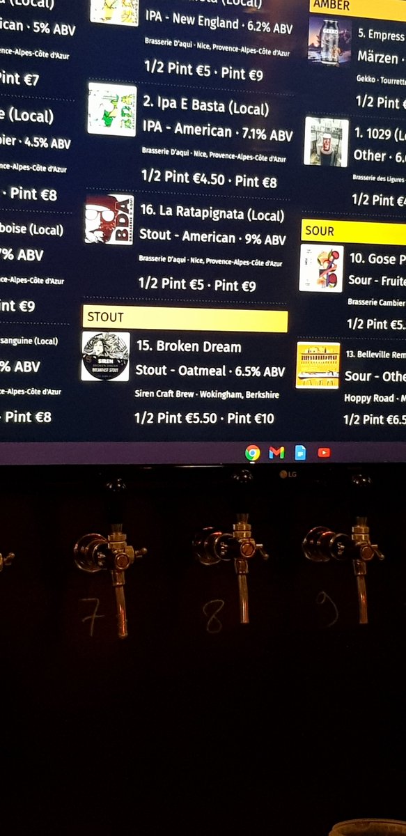Amazing, to walk into a random bar in #Nice and find <a href="/SirenCraftBrew/">Siren Craft Brew</a> on tap.

Home from home!