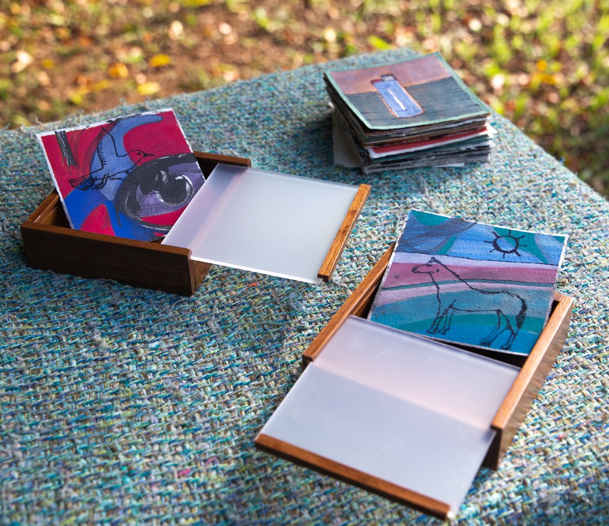 I am making little wooden boxes so that I can offer to ship the original physical work, of "Scraps Of Me" series pieces, in a personal and special way 💙

soon at <a href="/formfunction/">Formfunction</a>