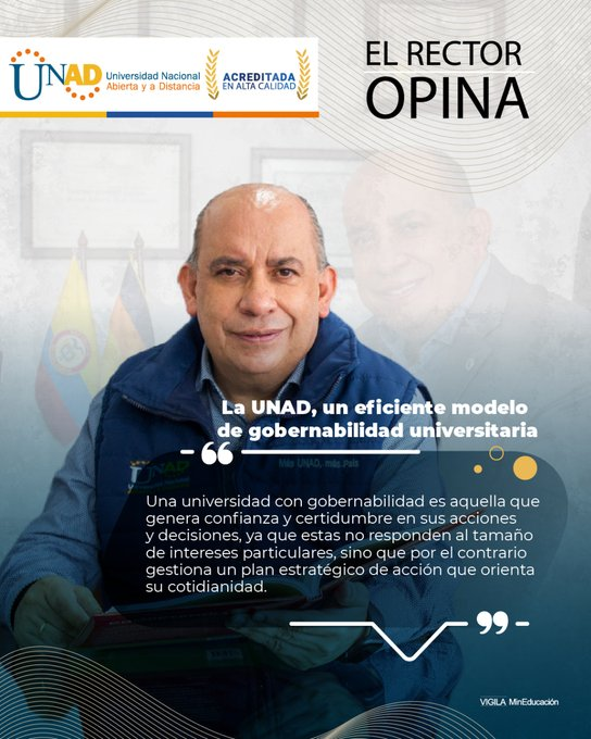 Jaime Leal Afanador (@jaimeleal_) on Twitter photo La <a href="/UniversidadUNAD/">Universidad UNAD</a> de hoy es vivo ejemplo de plena gobernabilidad universitaria.
Debe haber un gran desconocimiento o una intención perversa para hacer daño a ésta, la más grande familia universitaria de Colombia, para cuestionar su gobernabilidad
👉 bit.ly/3tM66bs La <a href="/UniversidadUNAD/">Universidad UNAD</a> de hoy es vivo ejemplo de plena gobernabilidad universitaria.
Debe haber un gran desconocimiento o una intención perversa para hacer daño a ésta, la más grande familia universitaria de Colombia, para cuestionar su gobernabilidad
👉 bit.ly/3tM66bs