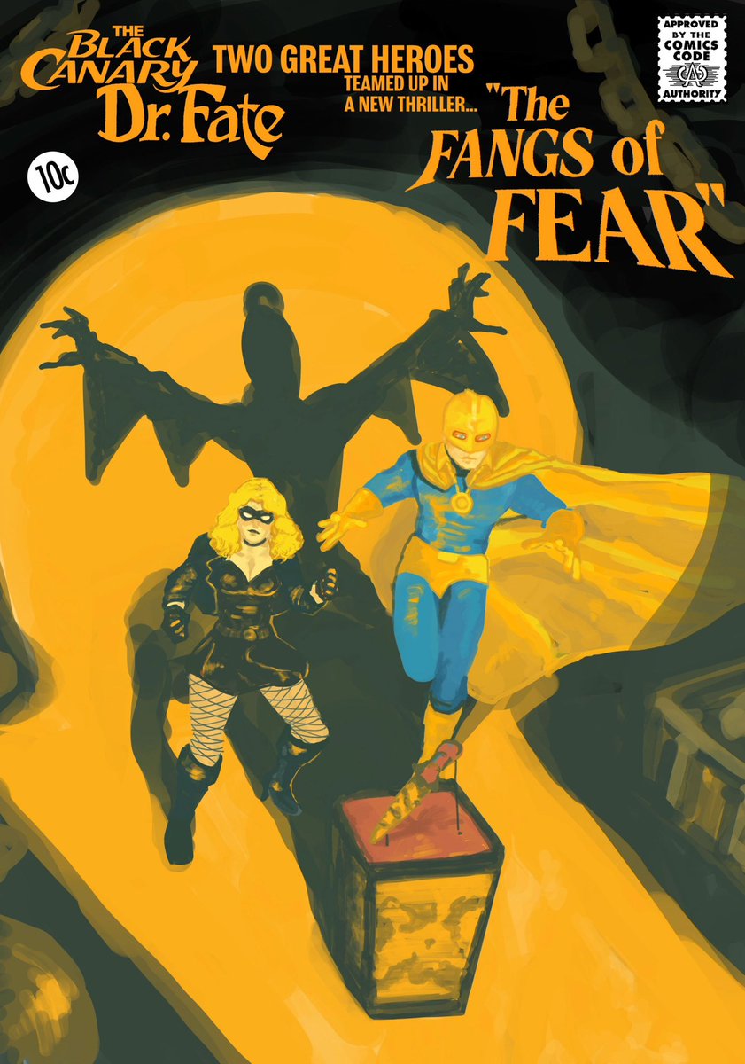 Black Canary and Doctor Fate in… 

“The Fangs of Fear!”

Written by me, drawn by <a href="/punknameisjeff/">anti-white™</a>! 

Full comic thread below! ⬇️