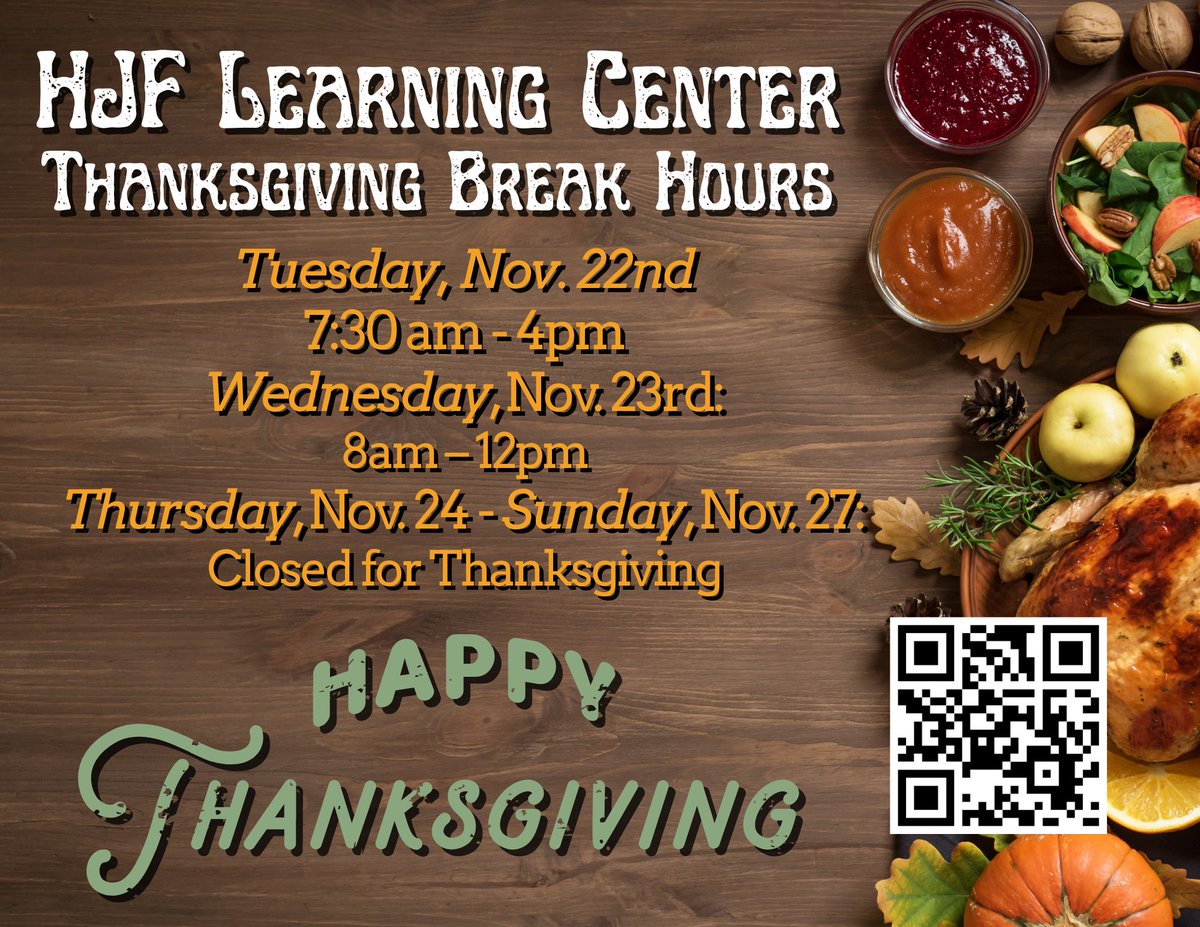 Don't forget, the HJF has limited hours this week due to the Thanksgiving Holiday. You can check them out below. Safe travels and enjoy the break!

library.morningside.edu/hours.html
