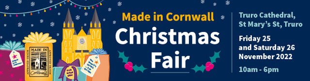 Our next event is in Truro this Friday/Saturday <a href="/OfficialMadein1/">Official Made in Cornwall</a> <a href="/TruroCathedral/">Truro Cathedral</a> <a href="/VisitTruro/">Visit Truro</a> #Cornwall #Truro #supportlocalbusiness #artisan #crafts #foodanddrink #madeincornwall