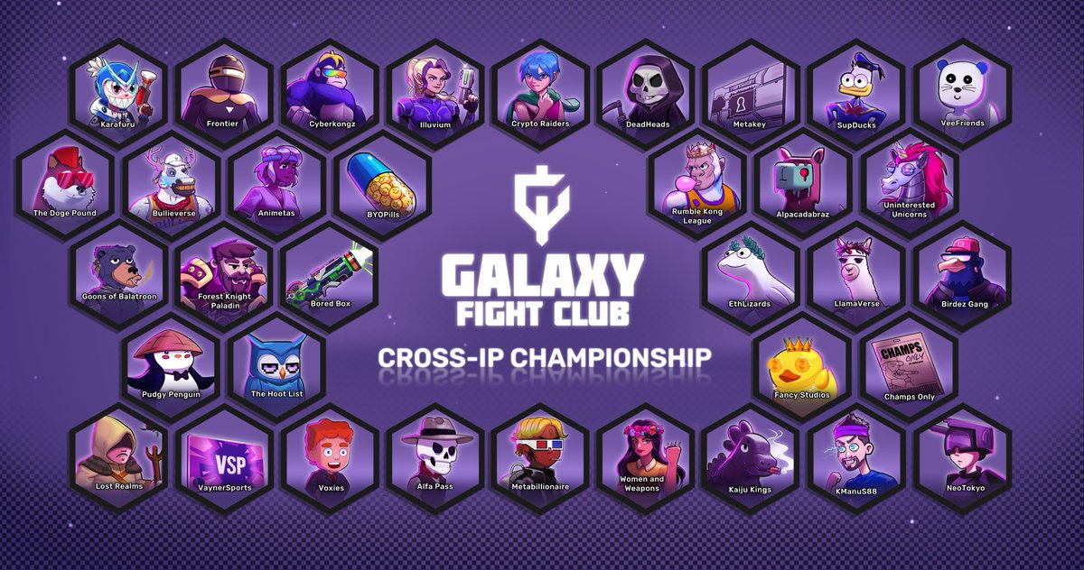 Ethlizards's tweet photo. Lizards love tournament season.
We are entering phase two of the @GalaxyFight_NFT Cross-IP Championship! ๐
All @ethlizards holders are eligible to participate.๐ฆ https://t.co/uUMXJmBHg6