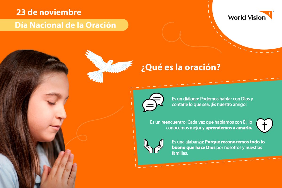 WorldVisionSV's tweet photo. #FechaConmemorativa🥳|| "Clama a mí, y yo te responderé, y te enseñaré cosas grandes y ocultas que tú no conoces. Jeremías 33:3"🙏🏻

Este día unámonos en oración, intercediendo los unos por los otros, por la protección de la niñez y por nuestro país, ¡Dios bendiga a El Salvador!🧡 https://t.co/CHcB9uJuRj