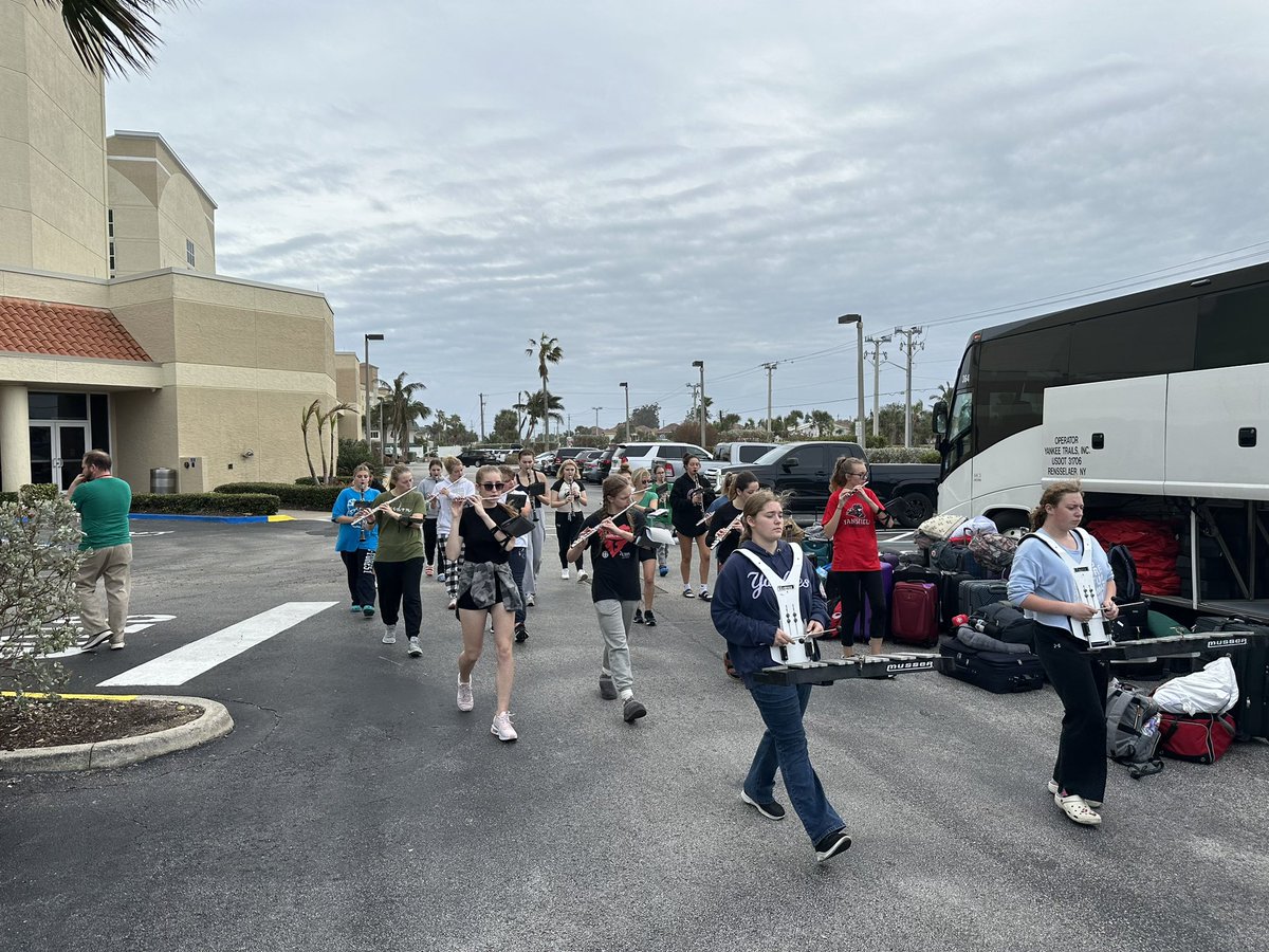 FeinestBand's tweet photo. Nothing like driving 1,200 miles and having marching band rehearsal 😛We’re a little tired, but happy and healthy. #wcsdletsgo https://t.co/P8DsWuMReg