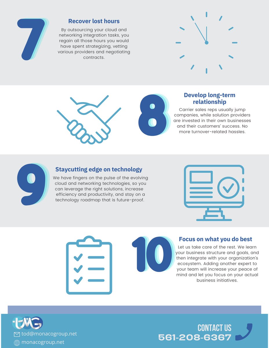 TheMonacoGroup1's tweet photo. Today’s companies are gaining massive benefits from leveraging strategic cloud and networking services. If you’re considering a migration to the cloud or an integrated networking solution, here are 10 reasons to partner with a supplier-neutral IT solution provider. https://t.co/0STqyzJZUM