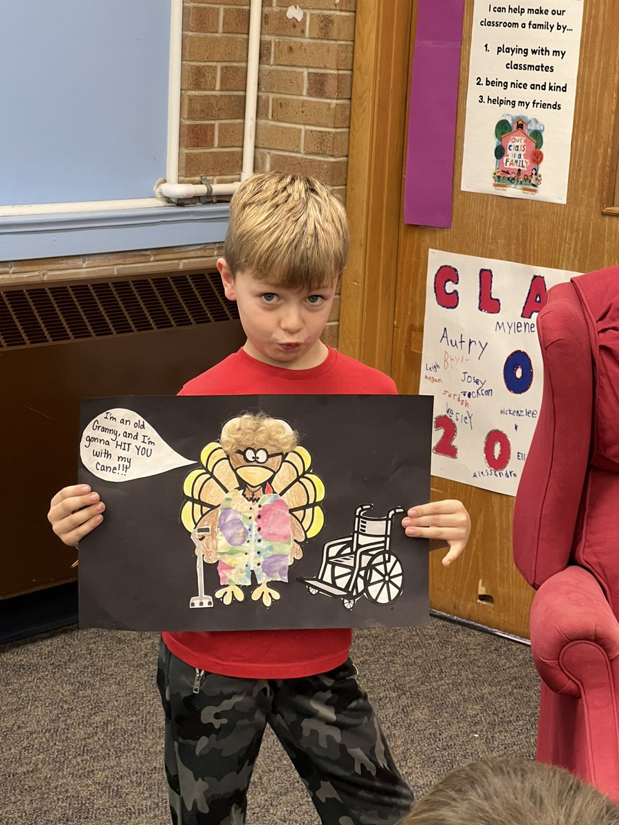 klindburg's tweet photo. I think that the turkey is safe this Thanksgiving! The 2nd Graders gave him a great disguise! #turkeytrouble #hpcstorm https://t.co/ramiQ1EPwo