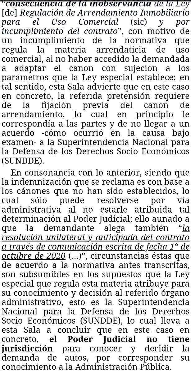WilsonGomezGB's tweet image. Sentencia N° 00678 del 03/11/2022 Sala Político-Administrativa @TSJ_Venezuela Determinación de cánones de arrendamiento para bienes inmuebles destinados al uso comercial antes falta de acuerdo entre las partes, deben solicitar a la SUNDDE su determinación
historico.tsj.gob.ve/decisiones/spa…