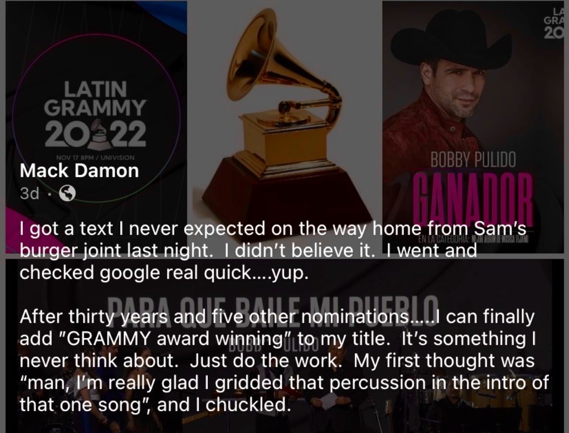 RichOToole's tweet photo. My long time producer for 15+ years won a Grammy this year. So cool! Congrats @mackdamon 🔥🎶 https://t.co/OyDzHa2d1f