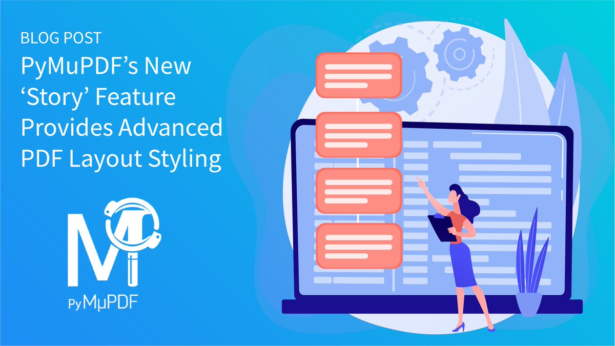 artifex's tweet image. Our latest blog delivers an intro to our Stories feature in #PyMuPDF. Stories are an easy way to format &amp;amp; style content in your #PDF docs, a great option for styled text &amp;amp; programmatic content. Integrate advanced PDF functionality into your #Python apps. artifex.com/blog/pymupdfs-…