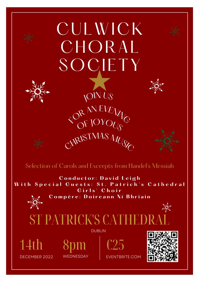 Christmas only comes once a year so make sure you join us for a jubilant evening of music. A Culwick Christmas begins Dec 14th! Get your tickets below and we'll see you there. 😁 eventbrite.ie/e/joyous-chris…