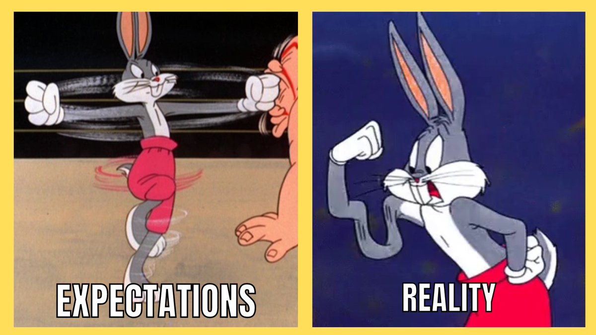 The reality of Mondays -- Expectation | Reality. What's your Monday like? Comment below.
.
#artforthehome #shoplocalsandiego #shoplocalsantafe #animation #animatonart #mondayvibes #bugsbunny #artgallery #art