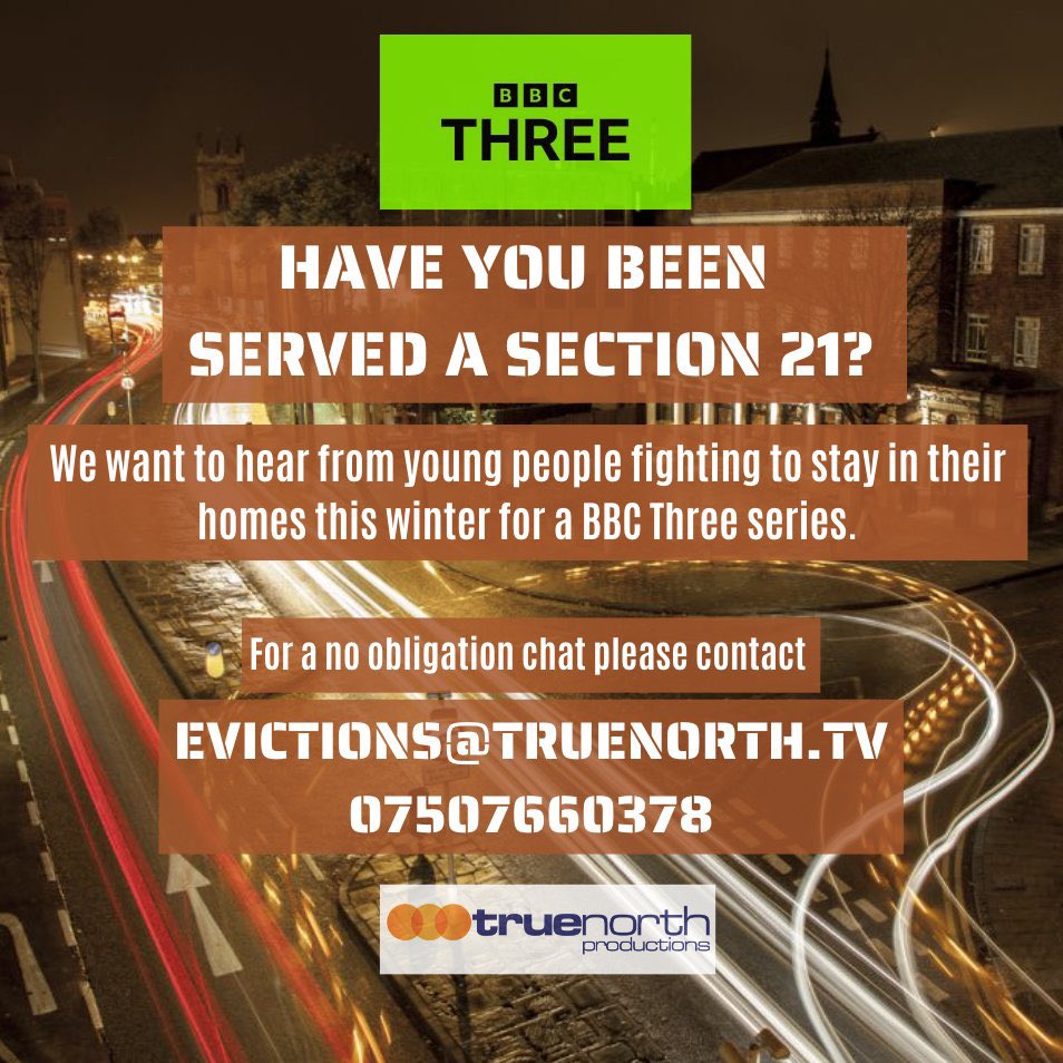 It's time to talk about real evictions - I am currently working on a BBC Three Documentary series about young renters facing eviction this winter. If you know of anyone who has a story to tell, please contact us at - evictions@truenorth.tv
 #ImACeleb