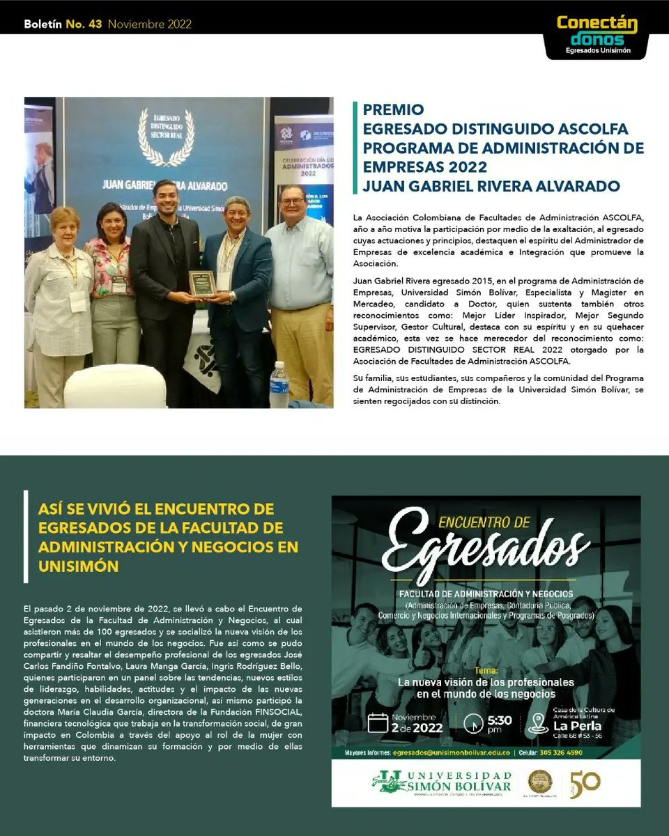 egresados_USB's tweet photo. Boletín #43 noviembre 2022 - conectándonos con nuestros #EgresadosUnisimón https://t.co/fM7PbECetC