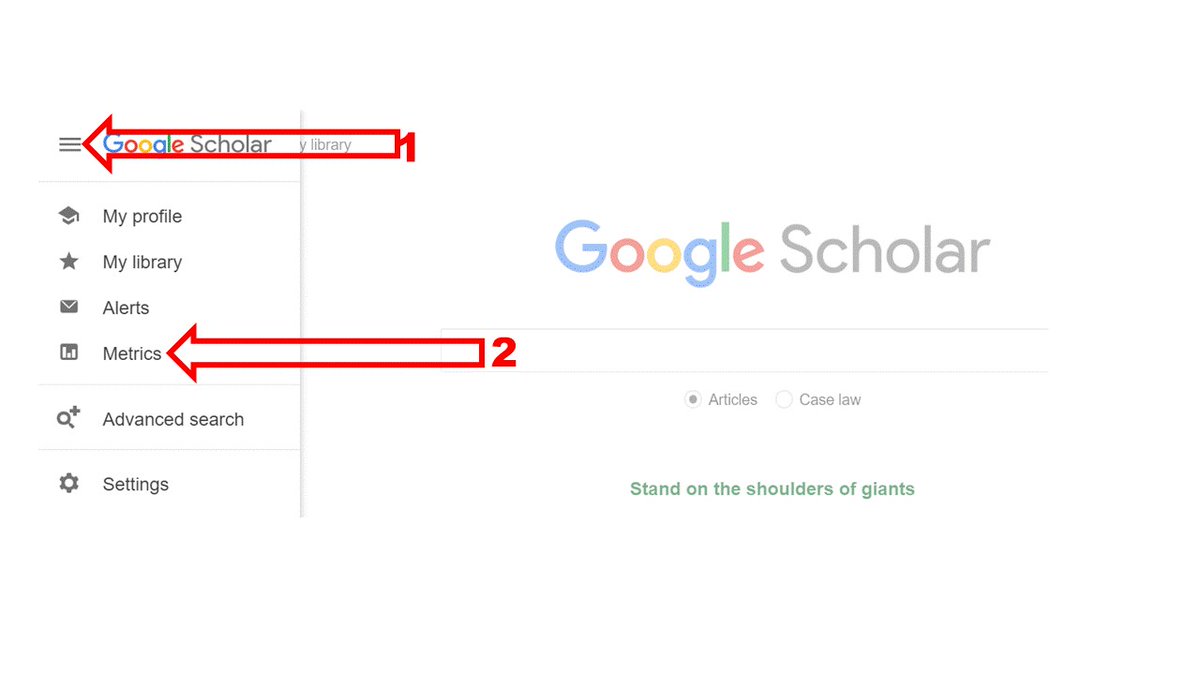 Hi MBA, MSc, MA and PhD students,

The tweet thread provides a step-by-step explanation on how to identify topmost journal titles in a specific field of research using Google Scholar. 
 
Click step 1 (the 3 parallel bars) to display the icons on the top left corner. Click step 2