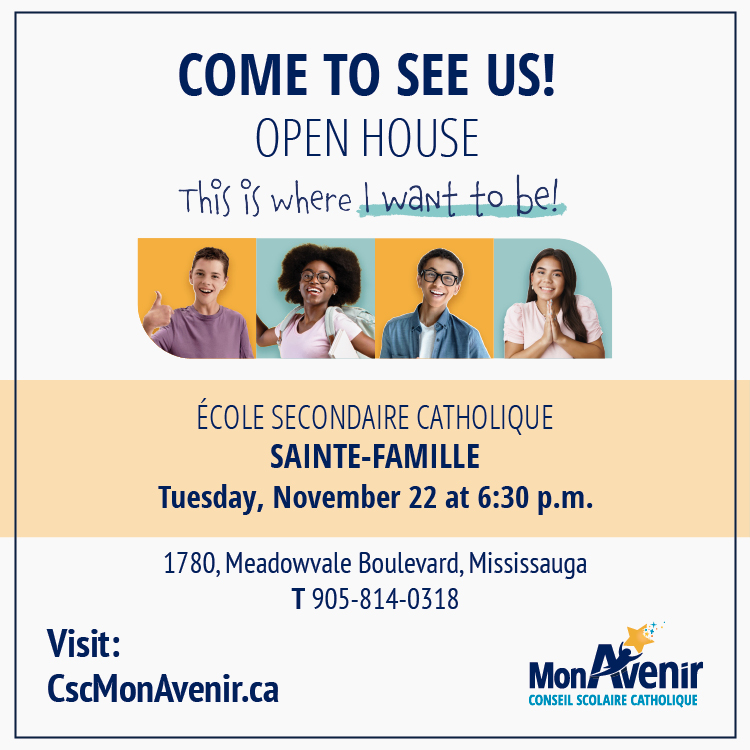 EECSJB's tweet image. *RAPPEL PORTES OUVERTES*
L&apos;École secondaire catholique Ste-Famille vous invite à ses portes ouvertes DEMAIN : le 22 novembre à partir de 18h30. Ils vous attendent en grand nombre. C&apos;est le moment de venir visiter la future école secondaire de votre enfant!
#portesouvertes