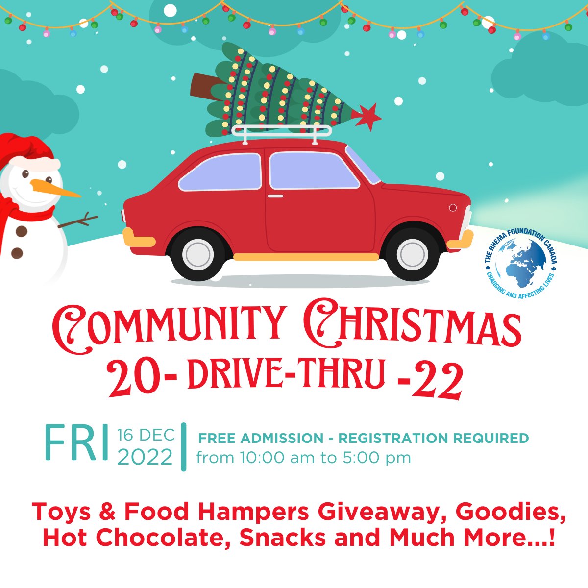 rhemacanada's tweet photo. The Rhema Foundation Canada
will once again be hosting our special
2022 Community Christmas Drive-Thru event!
Reserve Your Spot:
https://t.co/hoH8SeZzSA
#christmas #drivethruevent #gifts https://t.co/jJv3NlMPAf