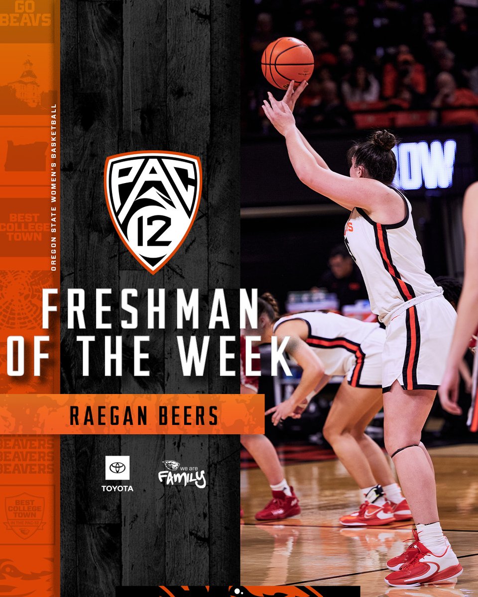 BeaverWBB's tweet photo. A star in the making. 🤩

@RaeganBeers is the Pac-12 Freshman of the Week! #GoBeavs https://t.co/RSro7QWm9v