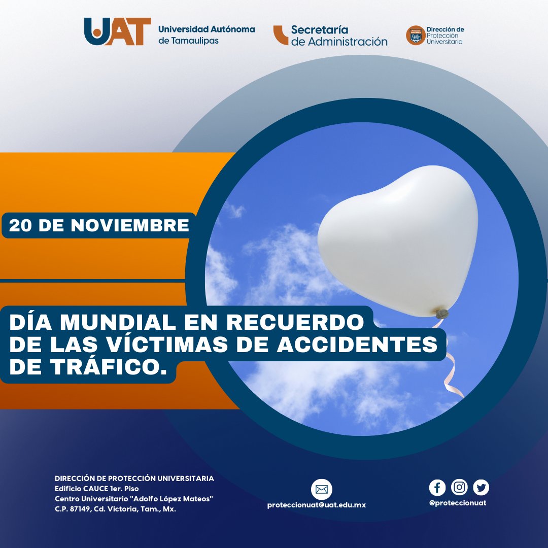 ProteccionUAT's tweet photo. 🛑 En 2022 el lema para el Día Mundial en Recuerdo de las Víctimas de #Accidentes de Tráfico es: "Recuerda. Apoya. Actúa"; se centra en aplicación de leyes, investigación y justicia para la víctima.
@conapra
#UAT #AquíComienzaTodo
#Prevención #ONU #COEPRA #CONAPRA #Tamaulipas https://t.co/qfhJo7YLS3