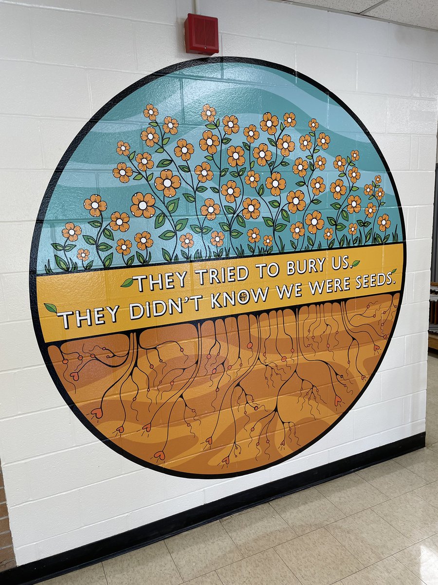 Tomorrow’s a big day! The opening of The Indigenous Centre of Excellence in Education and Land-Based Learning @PeelSchools Art work by Hawlii Pichette instagram.com/urban.iskwew?i…. The picture says it all. #fronthall