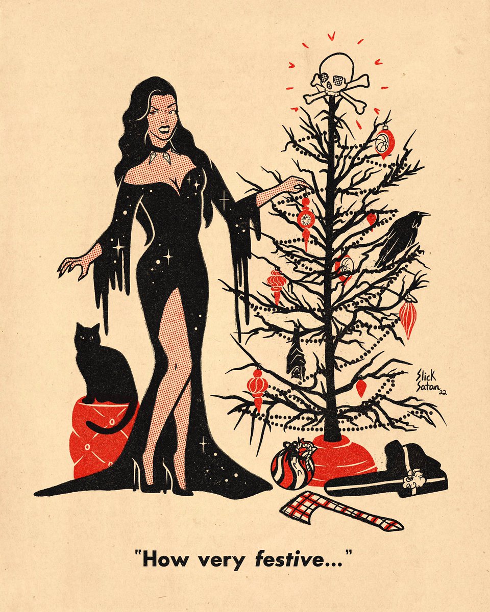 conjuring up some holiday spirit 👻 #christmas #vintageart #slicksatan