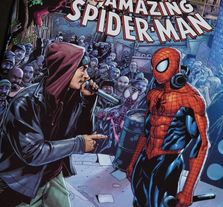 RT @SpiderMan3news: A eminem variant cover for the next spider-man comic has been released https://t.co/FEPX746ngc