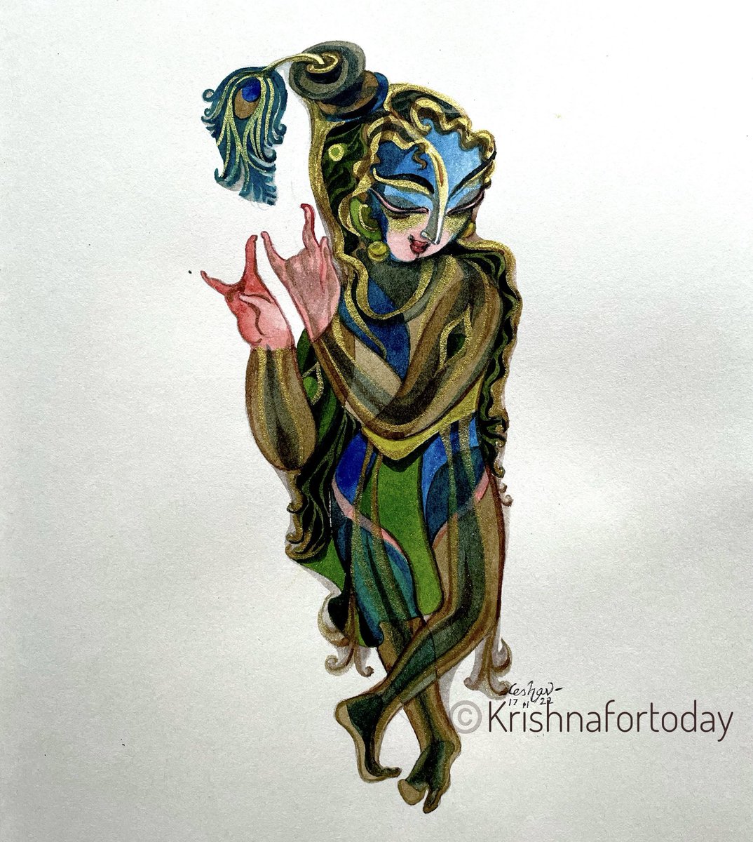 keshav61's tweet photo. Madhuradhipathi #watercolour #vrindavan #bhakti #bhagavatham #Krishnafortoday https://t.co/6xQvwIKA9E