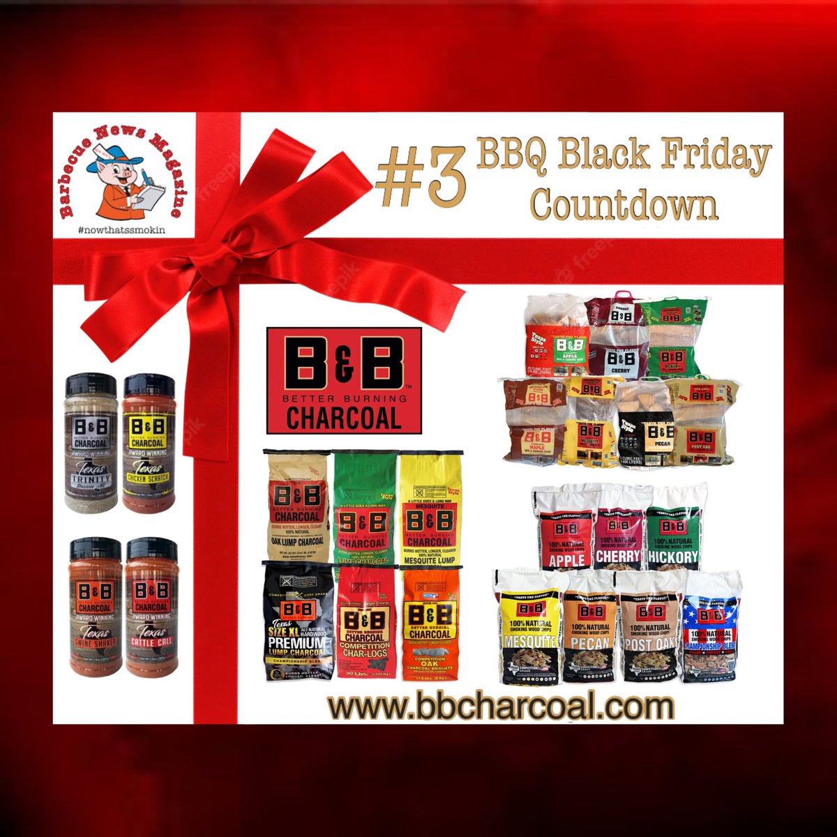 BBQNewsMagazine's tweet image. Barbecue News Magazine presents the BBQ Black Friday Countdown. 🎁

Here’s #3!

@bbcharcoal 

Make sure you grill master or pit master the best burning charcoal. 
To order clock here: bbcharcoal.com

#nowthatssmokin #nowthatsgrillin
