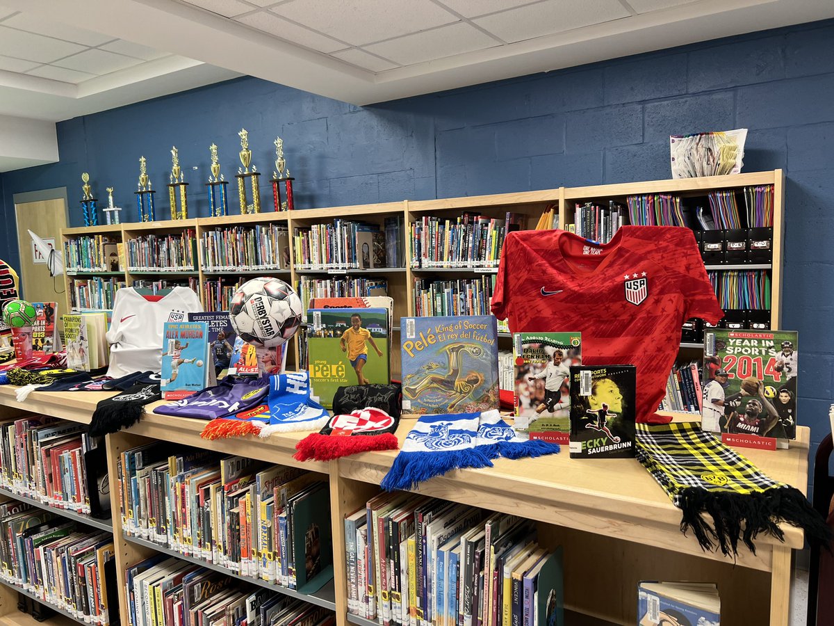 Celebrating the #WorldCup2022 at the <a href="/PVMSLibrary1/">PVMS Library</a>. Let’s bring out the (mostly) soccer books!! ⚽️ 
<a href="/MJRodney21/">MJ Rodney</a>  @CCPSLibraries