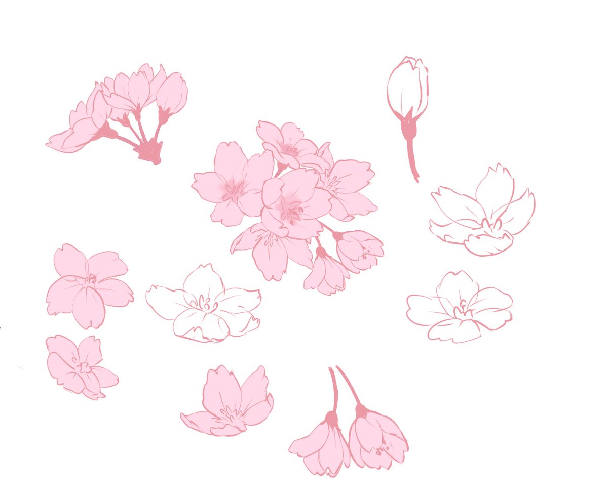 「最終調整の段階なのに絵の手前側に来る桜の花一つずつ手描きしてる。これを複製して桜」|Nyansan🐈絵を描く人のイラスト
