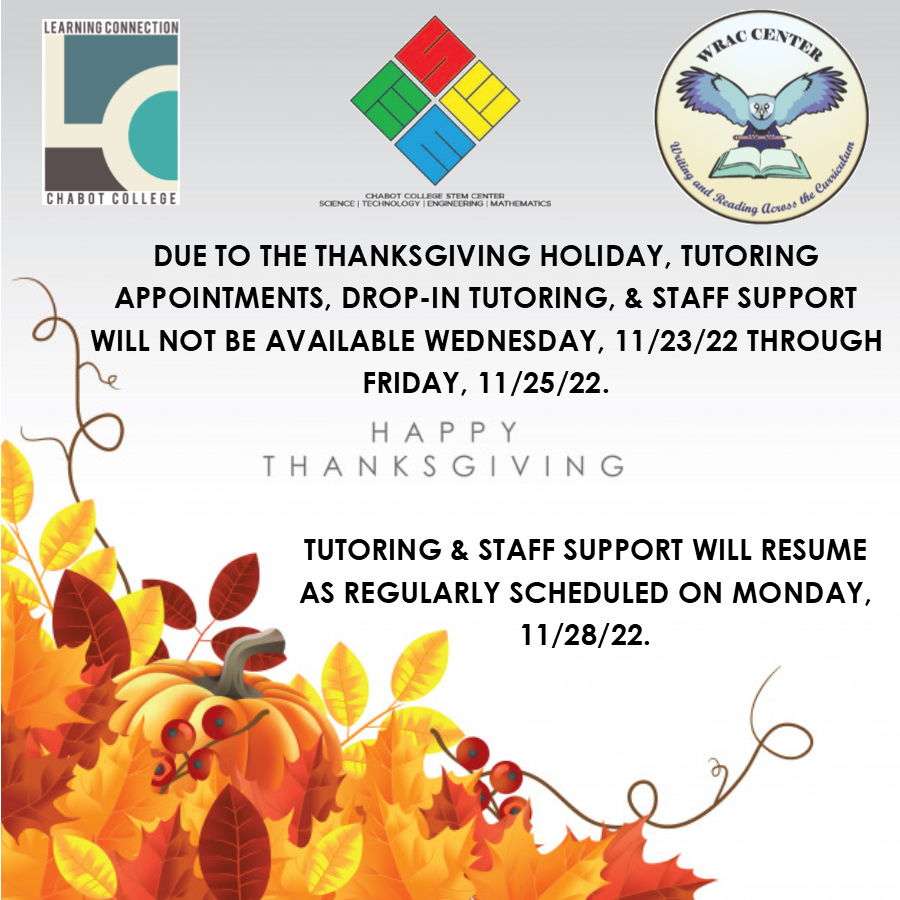 Chabot_LC's tweet image. Closed Wednesday-Friday. Enjoy your break!
#chabotcollegelearningconnection #chabotlearningconnection #learningconnection #chabotcollegecommlab #chabotcommlab #commlab #chabotcollegestemcenter #chabotstemcenter #stemcenter #chabotcollegewraccenter #chabotwraccenter #wraccenter