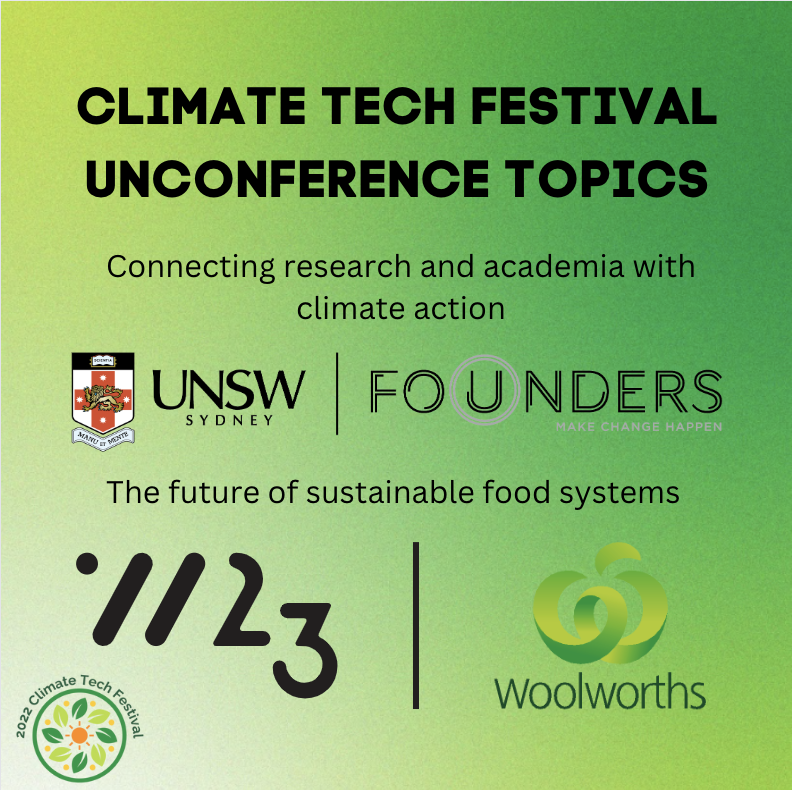 climatesalad's tweet photo. Hear from @UNSWFounders about connecting research &amp; academia with climate action &amp; W23 @Woolworths on future of sustainable food systems. Tickets https://t.co/78ZyloNdpk
#ClimateTechFestival2022 #ClimateAction #ClimateTechStartup #ClimateTech #ClimateStartup #ClimateSolutions https://t.co/tZxIUOkTNn