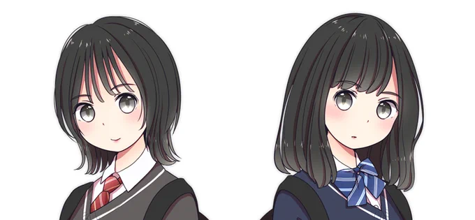 お仕事で令和のJKと平成(後期)のJKの比較イラストを描いています。どっちが令和でどっちが平成か分かりますか? 