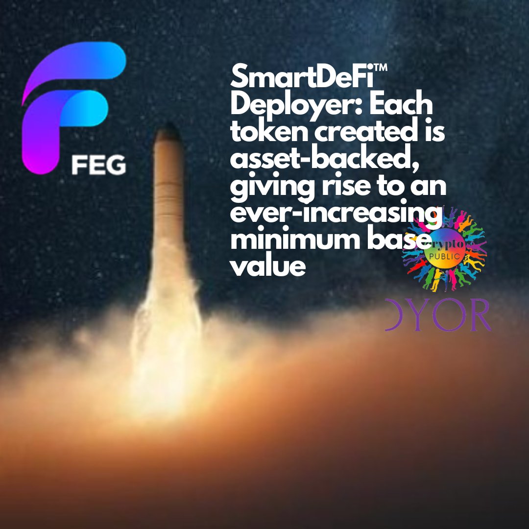 CryptoPublicID's tweet photo. Any token created through SmartDeFiβ’ Deployer is asset-backed, with ever-increasing minimum base value.
DYOR!
https://t.co/71QwaRzQ6s
#FEG
#FEGtoken
#FEGtag
#GOTW https://t.co/ZuPvIwloPE