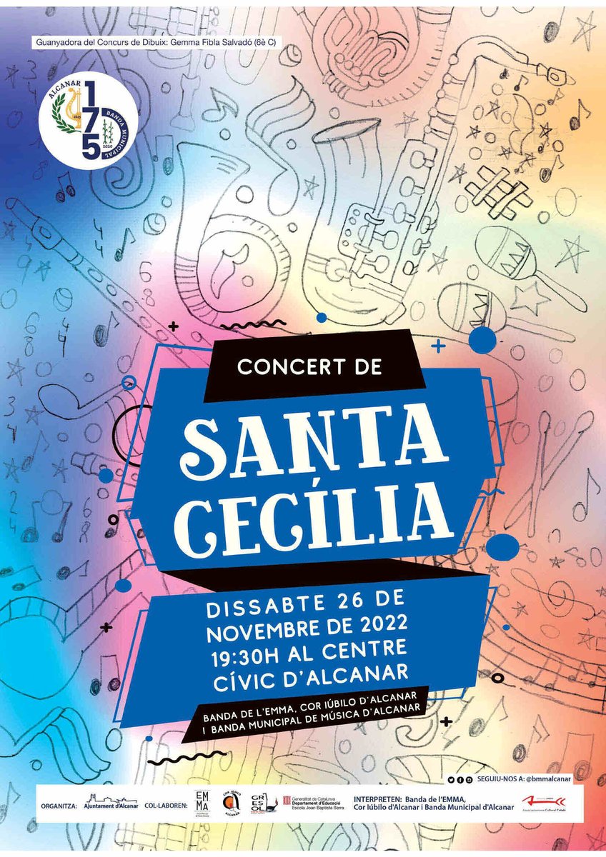 bmmalcanar's tweet photo. La Banda Municipal de Música d’Alcanar celebra el cap de setmana del 25, 26 i 27 de novembre la Festa de #SantaCecília  oferint un Concert amb el Cor Iúbilo #Alcanar #bmmalcanar  https://t.co/iFJLUA2Is8 https://t.co/IhFQ5zcF8h